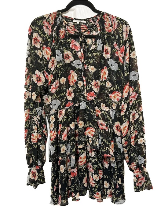 Tularosa Dresses & Skirts - Tularosa Black Floral Mini Dress LBD Vacation Honeymoon Sheer Summer Sz Med